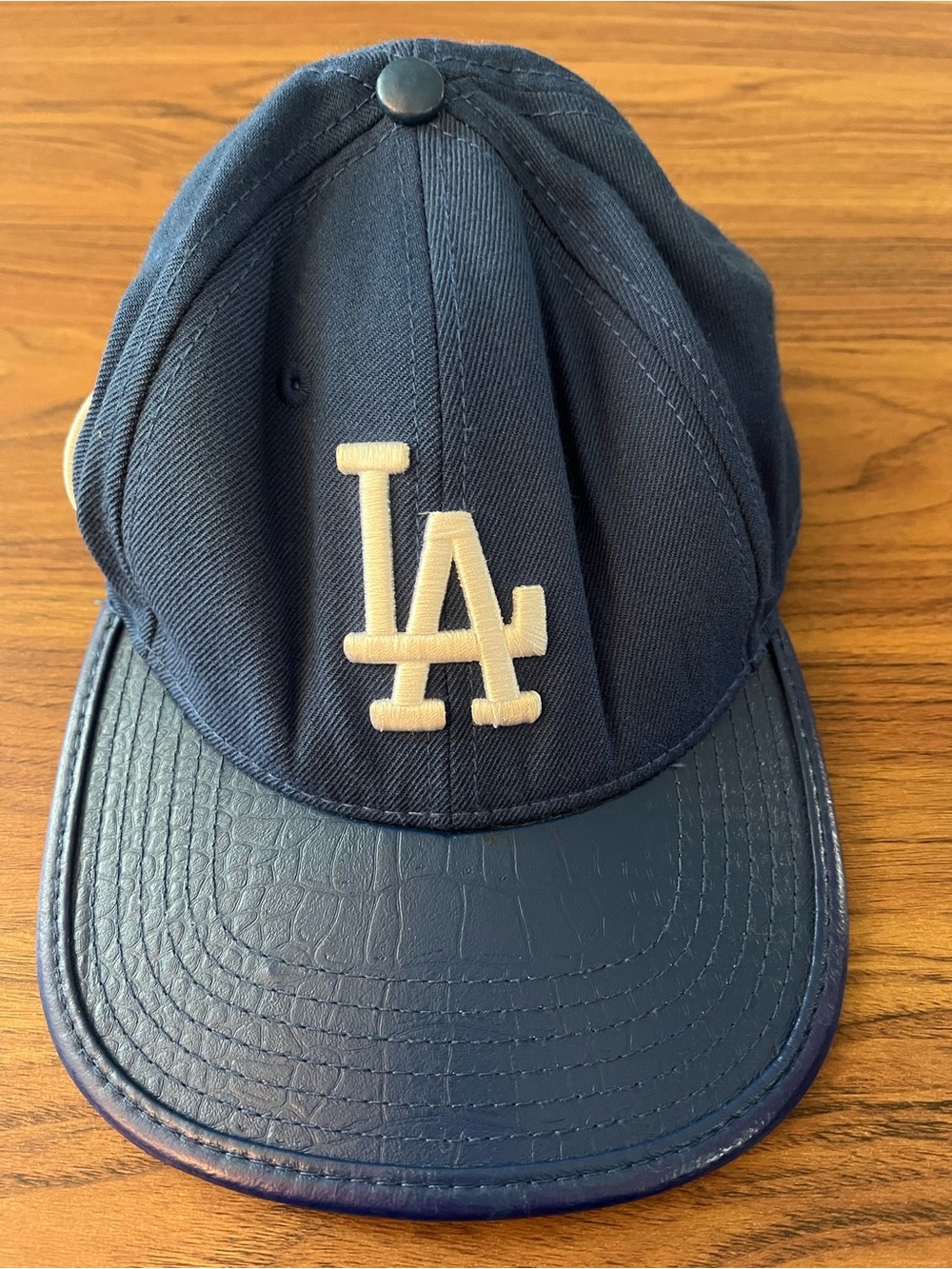 LA Dodgers Baseball Genuine Blue Leather Brim Hat